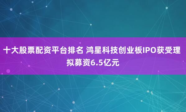 十大股票配资平台排名 鸿星科技创业板IPO获受理 拟募资6.5亿元
